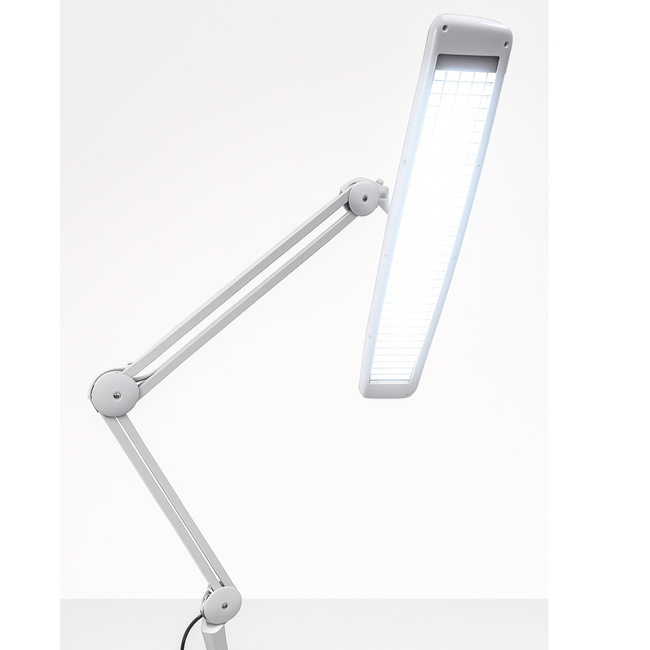 61cm (24") Clamp-On Fluorescent Desk Lamp with Spring Arm – White, Wide 61×11cm Lamp Head – Energy-Saving Light for Workbench, Crafting & Jewelry – MG-28457