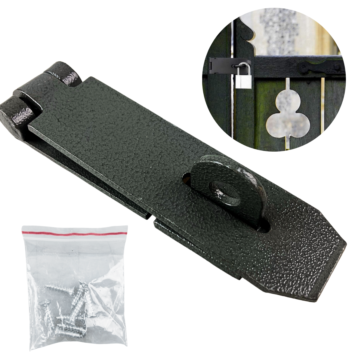 5.5" (14 cm) Heavy-Duty Hasp & Staple | Carbon Steel | Plastic Sprayed Finish | Ideal for Gates, Cabinets, & Baby Proofing