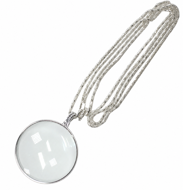 3.5X Magnifying Glass Pendant Necklace, Chrome Plated 1.75 Inch Lens with 18 Inch Chain, Wearable Reading Magnifier for Menus, Receipts, Price Tags, Programs & Small Print