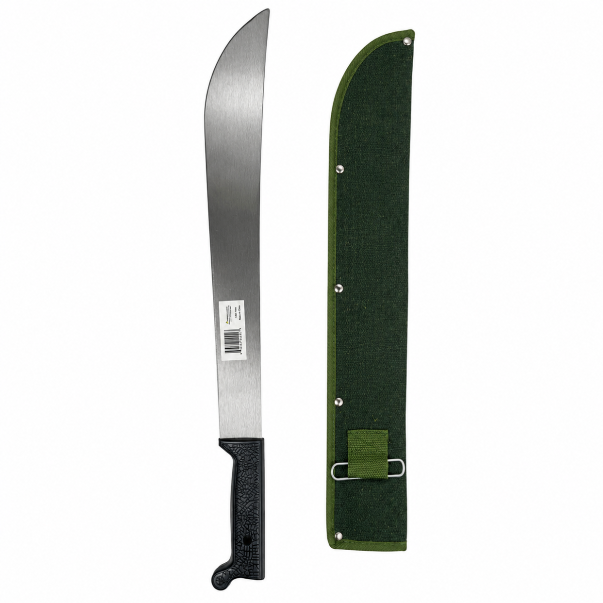 18-Inch Machete with 5-3/8-Inch Wooden Handle, Long Curved Metal Blade with 3-Rivet Construction for Cutting Tall Grass, Weeds, Brush and Garden Overgrowth