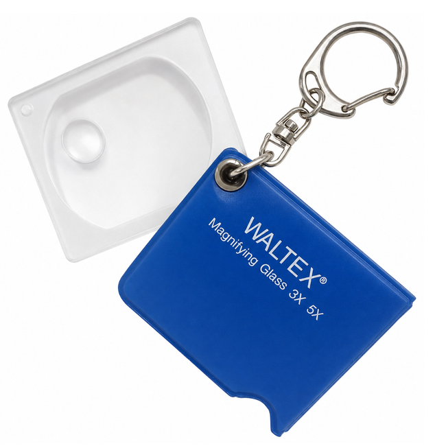 3X/5X Pocket Magnifier with Key Ring – 2.5-Inch Swivel Acrylic Lens with Protective Soft Case and Spring-Loaded Clasp for Reading, Coins and Stamps – MG-30541
