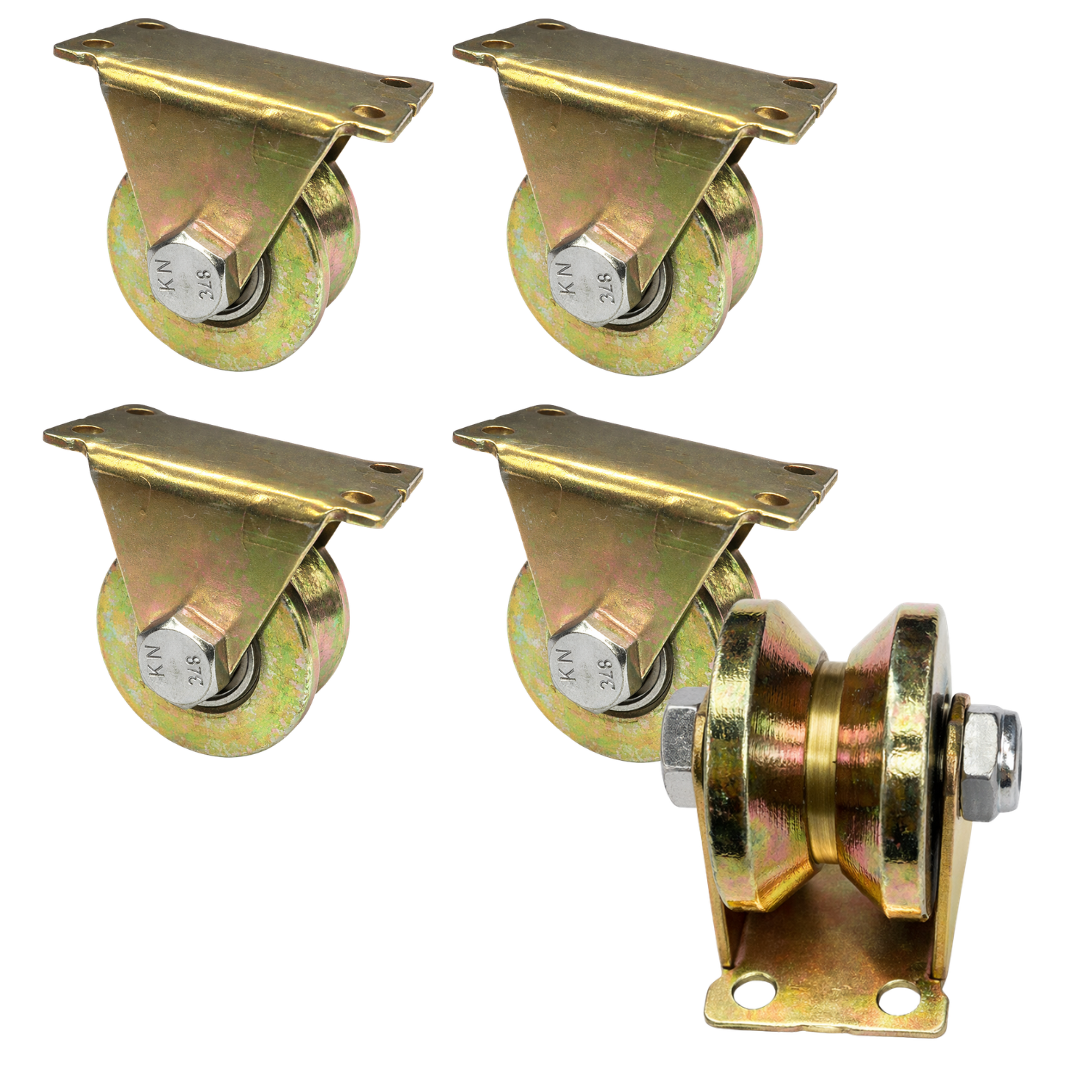 2" V-Groove Steel Caster Wheel – Heavy Duty Rigid Plate Mount Track Wheel – Zinc Plated Steel V Track Roller – Industrial Gate, Rail & Sliding Door Wheel – 2.62"L x 1.48"W x 2.48"H