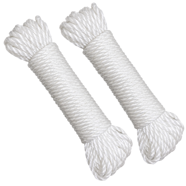 50-Foot White 1/4-Inch Polypropylene 3-Strand Twisted Rope, Pack of 2 – TA-98625-Z02