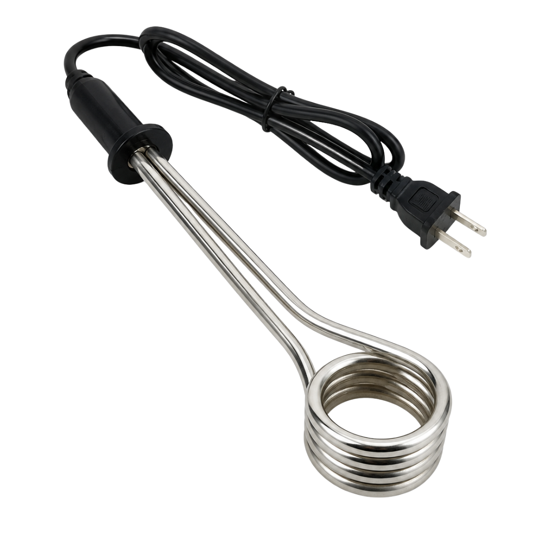 1350W Immersion Water Heater – Portable Electric Water Heater 110V – Stainless Steel Heating Coil – Fast Heating for Bucket, Tub & Camping Use