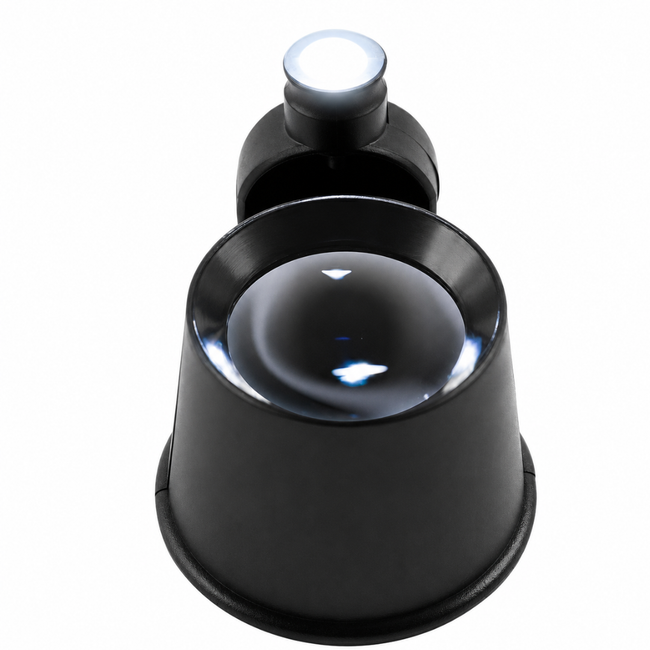 MAXIMIZE Black Jeweler's Loupe with LED Light | 10X Magnification Power | Adjustable Lighting | Ideal for Watchmakers
