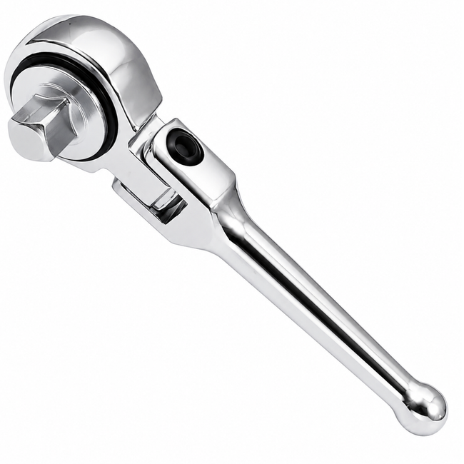 5-Inch Flex-Head Ratchet Handle, 3/8-Inch Drive Reversible Socket Wrench, Compact Hand Ratchet for Tight Spaces, Ergonomic Bulb-Shaped Grip, 6.5 Oz
