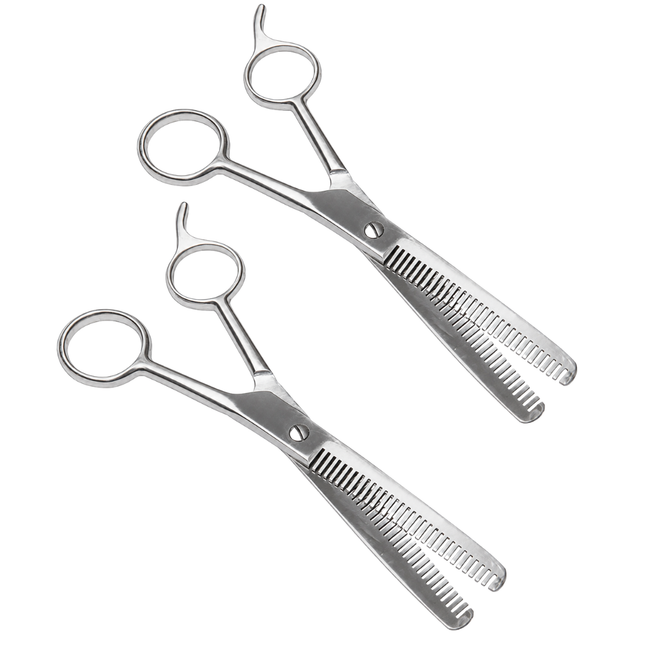 6.5 Inch Hair Thinning Scissors, Stainless Steel Texturizing Shears for Layering, Feathering & Trimming Hair, Single-Sided Thinning Blade with Vinyl Pouch, Pack of 2