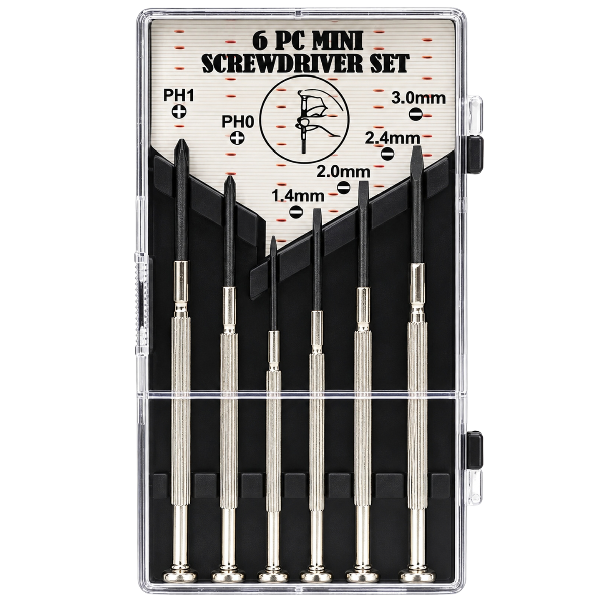 6-Piece Precision Screwdriver Set with Plastic Storage Case – Phillips & Slotted Mini Screwdrivers for Electronics, Eyeglasses, Watches & Small Repairs