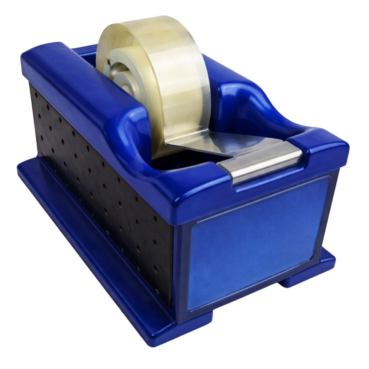 Desktop Tape Dispenser with Rubber Base – Heavy Duty Non-Slip Office Tape Dispenser, Fits Standard Tape Rolls, Blue