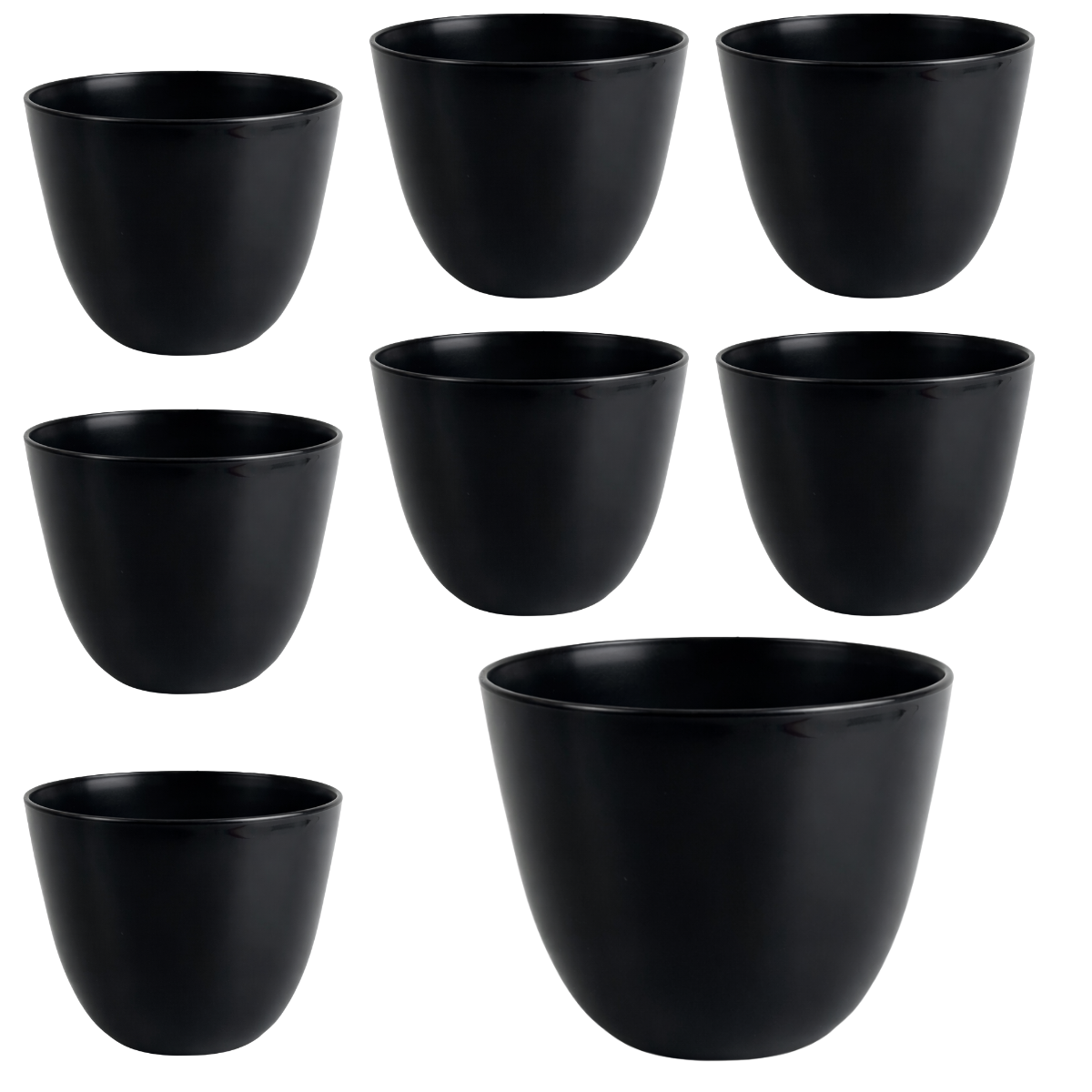 5.5 Inch Plastic Plant Pots with Drainage Holes – Black Flower Pots for Indoor & Outdoor Plants, Lightweight Modern Planters for Succulents, Herbs & Houseplants – 8 Pack