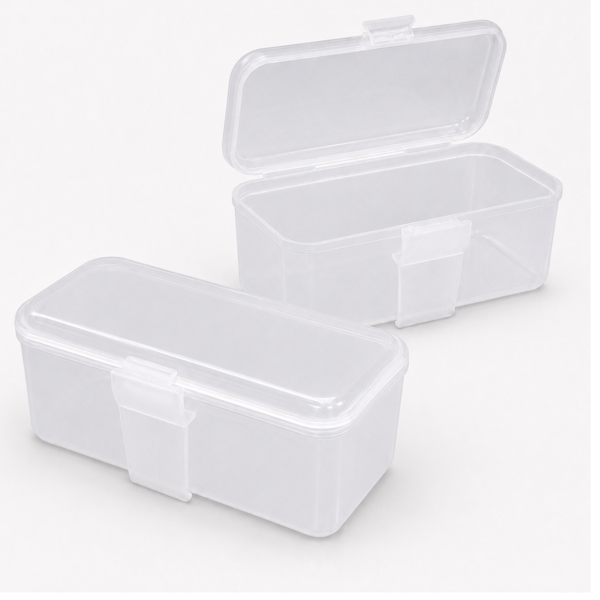 Mini Clip-On Storage Boxes, Clear Plastic Belt and Pocket Organizers with Secure Hinged Lids, 6 x 2.5 x 1.5 Inches, Pack of 2