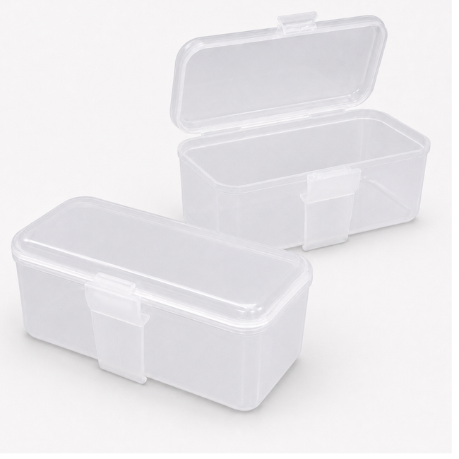 Mini Clip-On Storage Boxes, Clear Plastic Belt and Pocket Organizers with Secure Hinged Lids, 6 x 2.5 x 1.5 Inches, Pack of 2