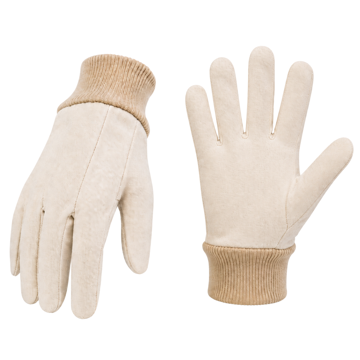 Men's 12 oz Cotton Canvas Work Gloves with Knit Wrist, Natural Color - Small - GL-07012