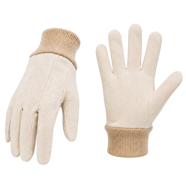 Men's 12 oz Cotton Canvas Work Gloves with Knit Wrist, Natural Color - Small - GL-07012