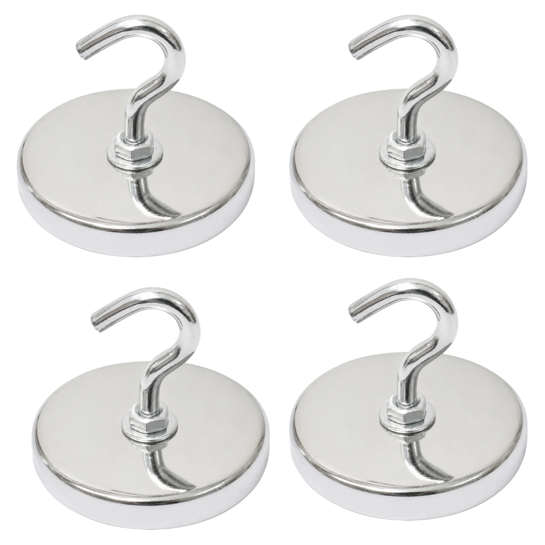 Magnetic Hooks 8 lb Pull, 2 Inch Round Magnet Hooks for Refrigerator, Grill, Garage, Office, Workshop & Storage, Heavy Duty Utility Hanging Hooks, Pack of 4