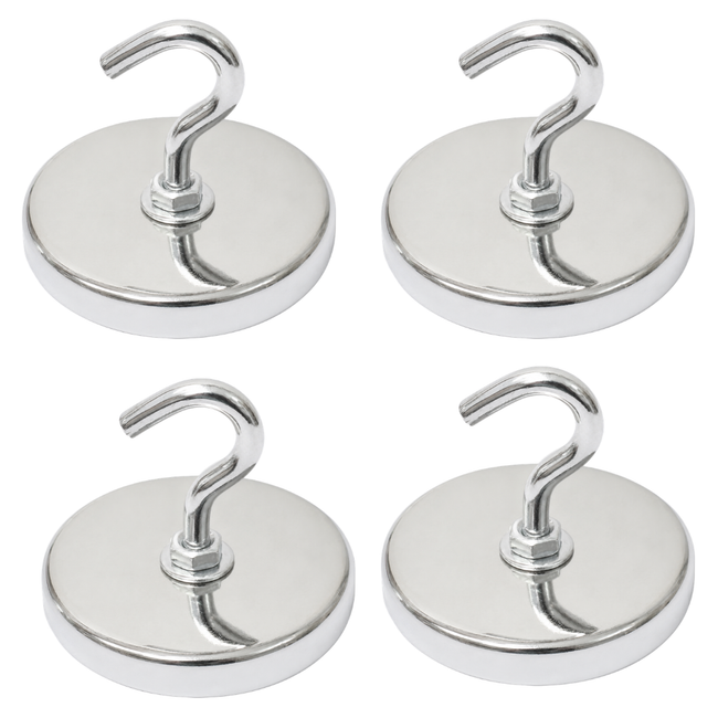Magnetic Hooks 8 lb Pull, 2 Inch Round Magnet Hooks for Refrigerator, Grill, Garage, Office, Workshop & Storage, Heavy Duty Utility Hanging Hooks, Pack of 4