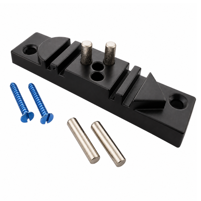 Aluminum Wire-Bending Jig for Workbench or Bench Vise – Mountable Forming Tool with Four Slots, Radius End, Triangular End and Metal Posts – Screws Included – TJ-28698