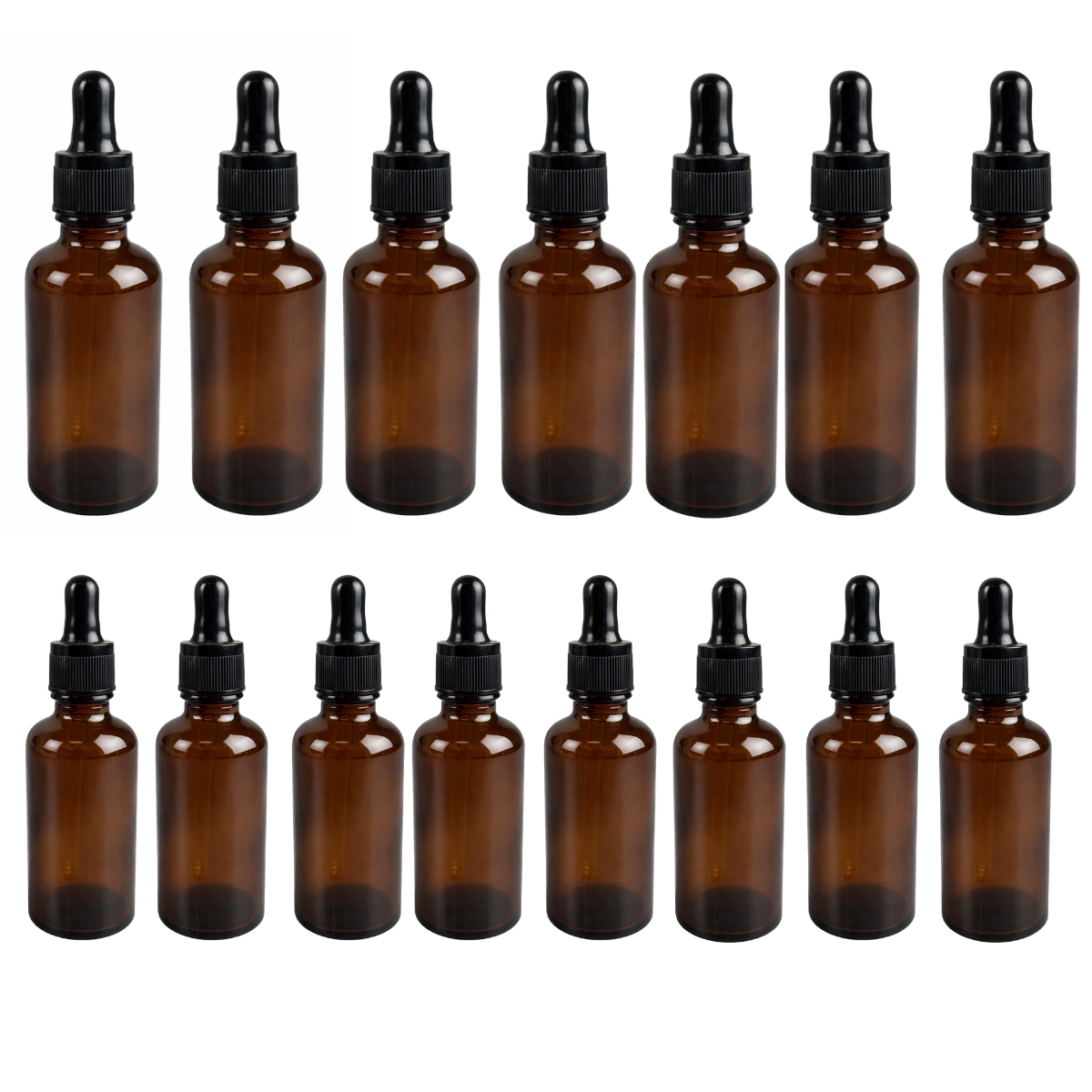 Amber Glass Dropper Bottles Set – 16 Pack (8 x 1 oz + 8 x 2 oz) with Black Dropper Lids, Refillable Glass Bottles for Oils, Serums, Tinctures & DIY Liquids