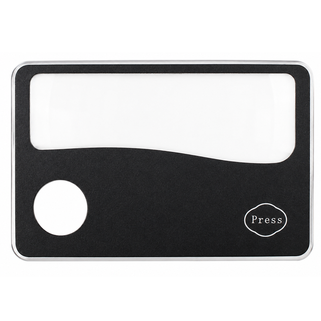 LED Illuminated Wallet Size Magnifier, 3X Credit Card Reading Magnifier with Light, Black Plastic Pocket Magnifying Lens for Menus, Price Tags, Labels, Fine Print – MG-90554