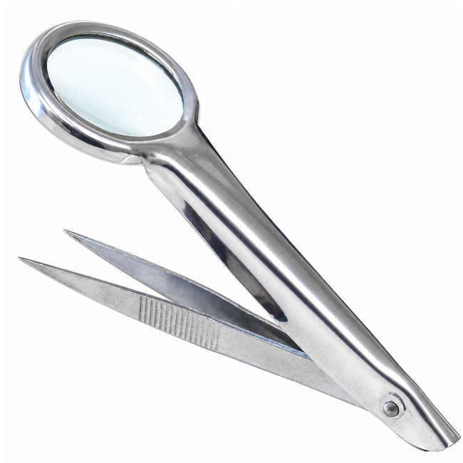 3 Inch Stainless Steel Precision Tweezers with 5X Magnifier, 1 Inch Lens for Eyebrows, Facial Hair and Detail Work – MG-08990