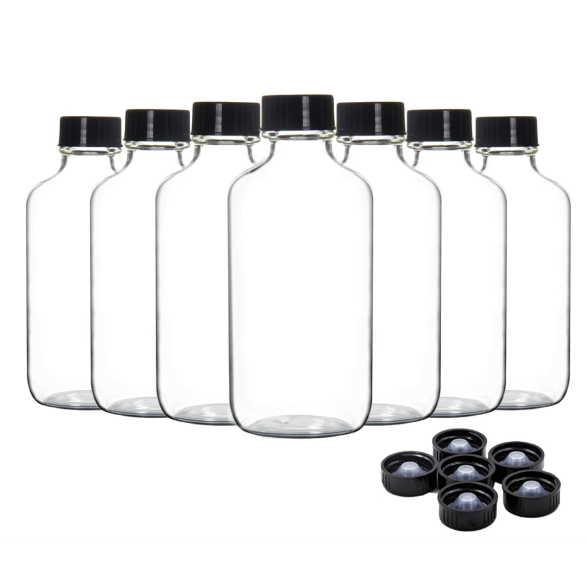 16 Pack Empty Glass Bottles with Lids, Refillable Container for Essential Oils, Vanilla Extract and More (4 Ounce)