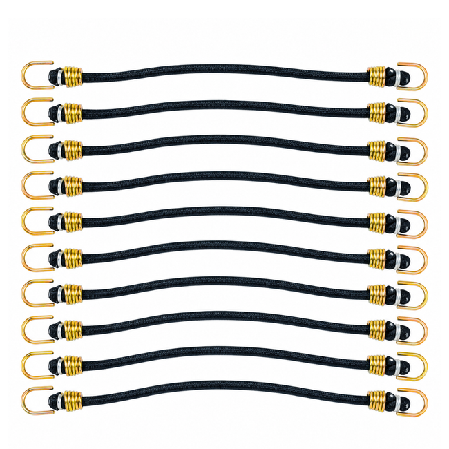 10 Pack Mini Bungee Cords, 10 Inch Long, 4mm Thick Elastic Tie Down Straps with Metal Hooks, Black Heavy Duty Small Bungee Cords for Camping, Bicycles, Backpacks, Luggage & Outdoor Gear