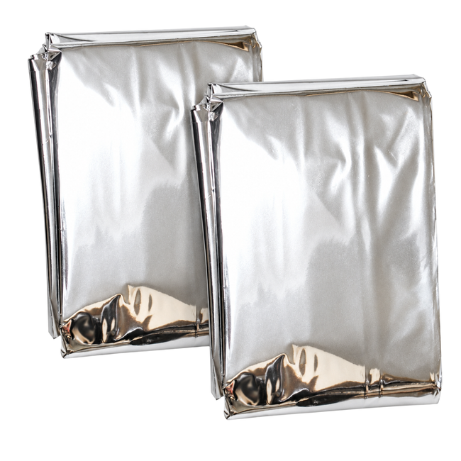 Reflective Emergency Thermal Blanket, 52 x 84 Inch, Compact 3 x 4 Inch Folded Size (Pack of 2) - CAM-50500-Z02