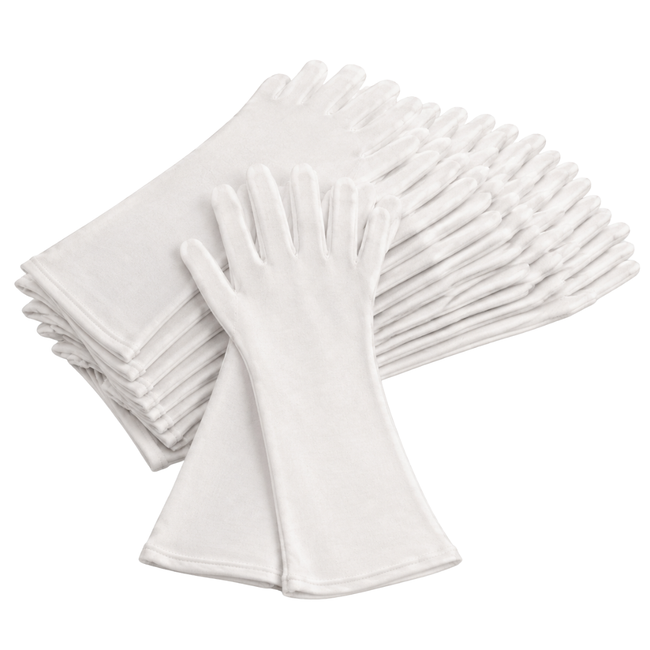 14-Inch White Cotton Inspection Gloves, Extra Long Breathable Cleanroom & Handling Gloves – 12 Pack - GL-07414-Z12