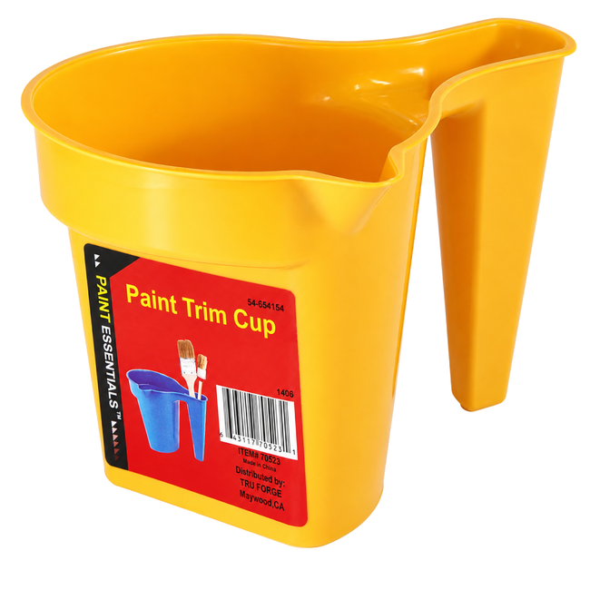 Paint Trim Cup with Pour Spout & Brush Holder – 5 Inch Lightweight ABS Plastic Paint Cup for Touch-Ups, Trim, Crafts & Small Painting Projects – LHEN-PAT