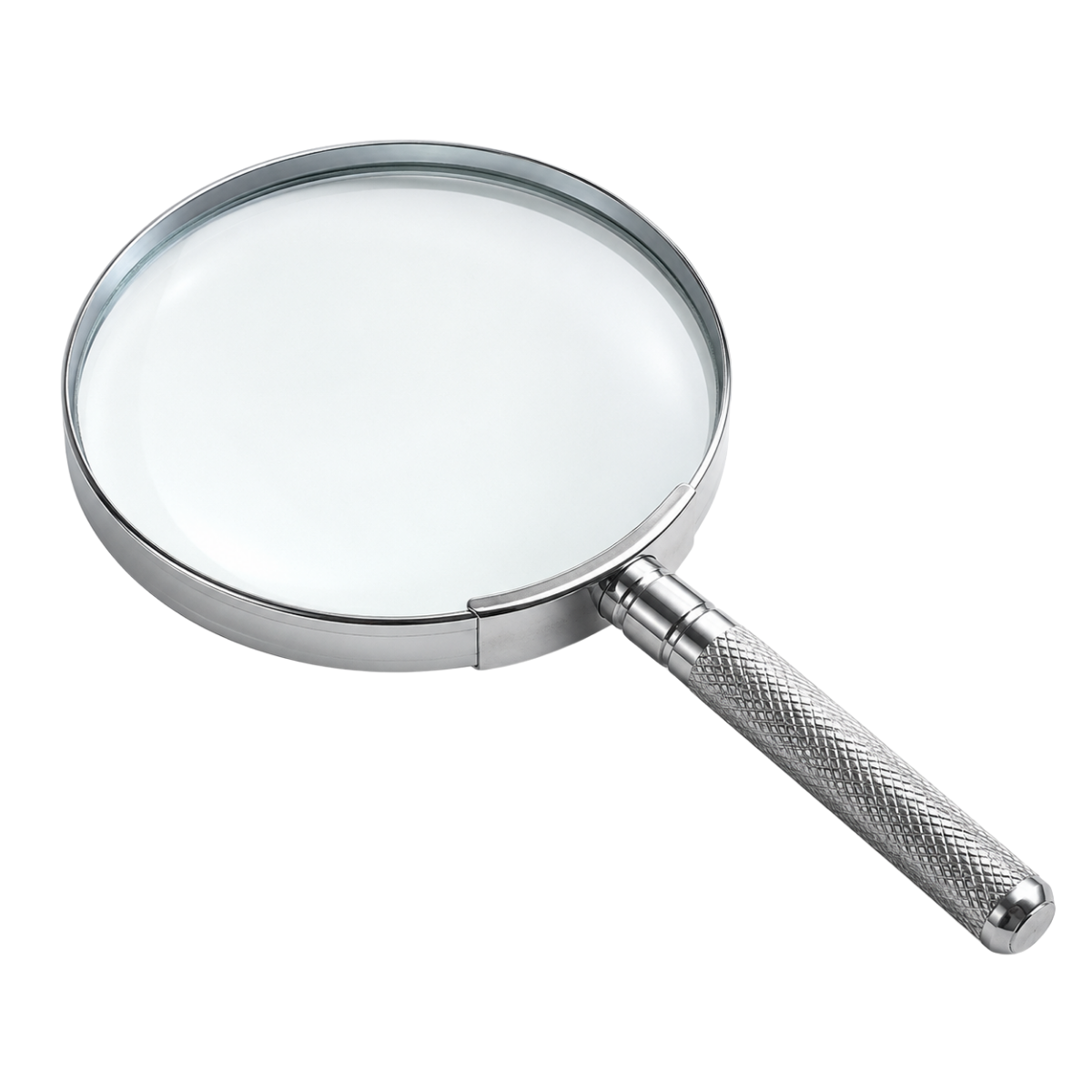 2X Handheld Magnifying Glass with 4-1/4" Glass Lens & Textured Steel Handle, Chrome Finish, Large Reading Magnifier for Books, Maps, Receipts & Hobbies – MG-18540
