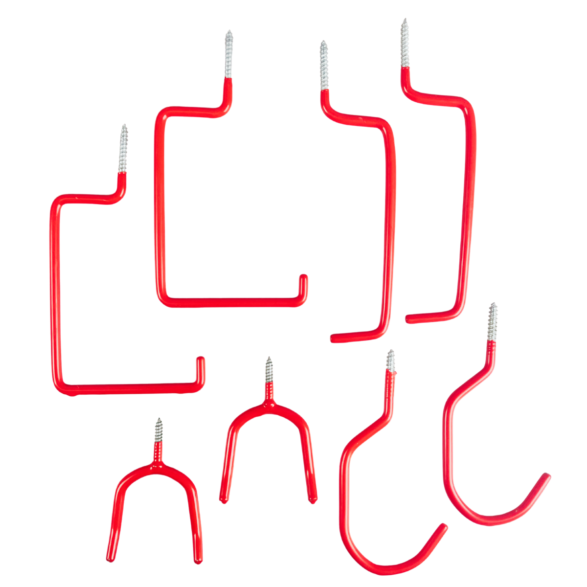 8-Piece Heavy-Duty All-Purpose Storage Hooks Set – Vinyl-Coated Screw-In Hooks for Garage, Bikes, Tools & Home Organization