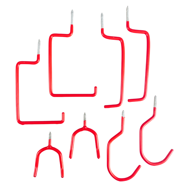 8-Piece Heavy-Duty All-Purpose Storage Hooks Set – Vinyl-Coated Screw-In Hooks for Garage, Bikes, Tools & Home Organization
