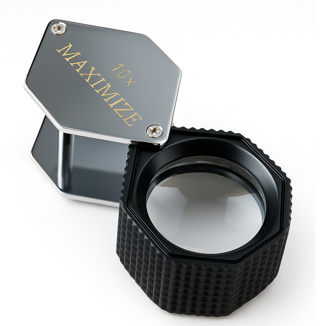 Hexagonal Frame Black Jeweler's Loupe - 10X Power  - MG-17131