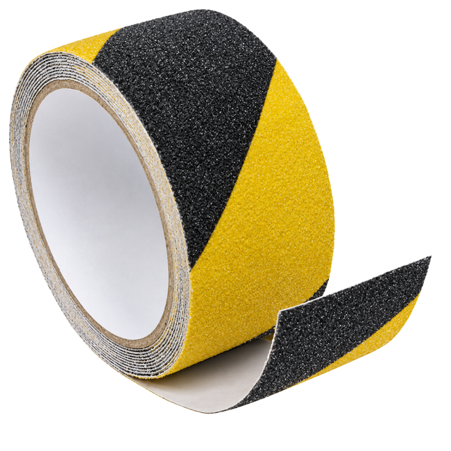 Anti-Slip Black & Yellow Diagonal Striped Safety Tape - 9 Foot x 2 Inch  - TAP-NS010