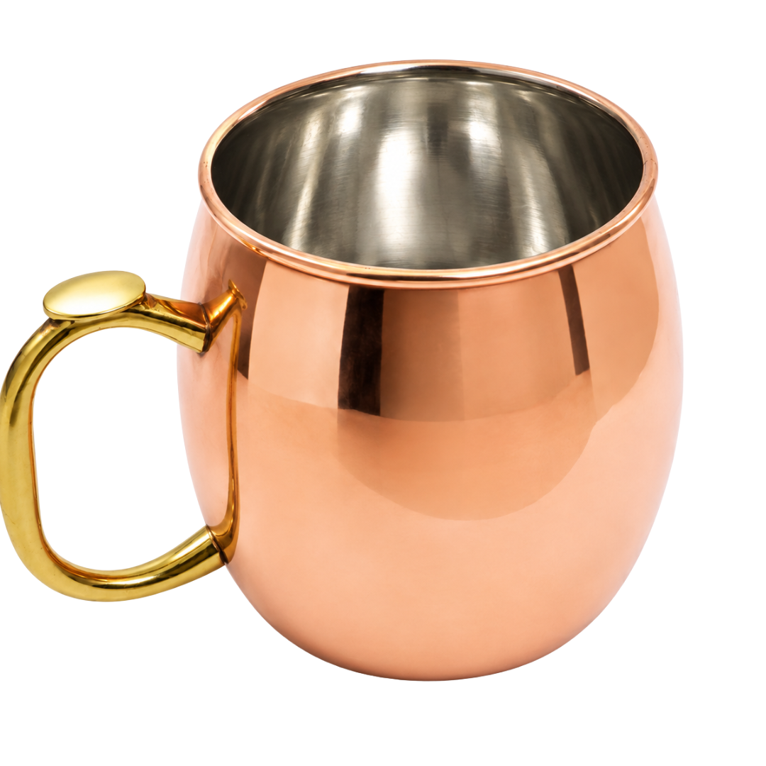 4 Inch Copper Moscow Mule Mug with Nickel-Plated Lining, Smooth Finish, Gold-Tone Handle, 3 Inch Rim Diameter – MUG-004-MTU