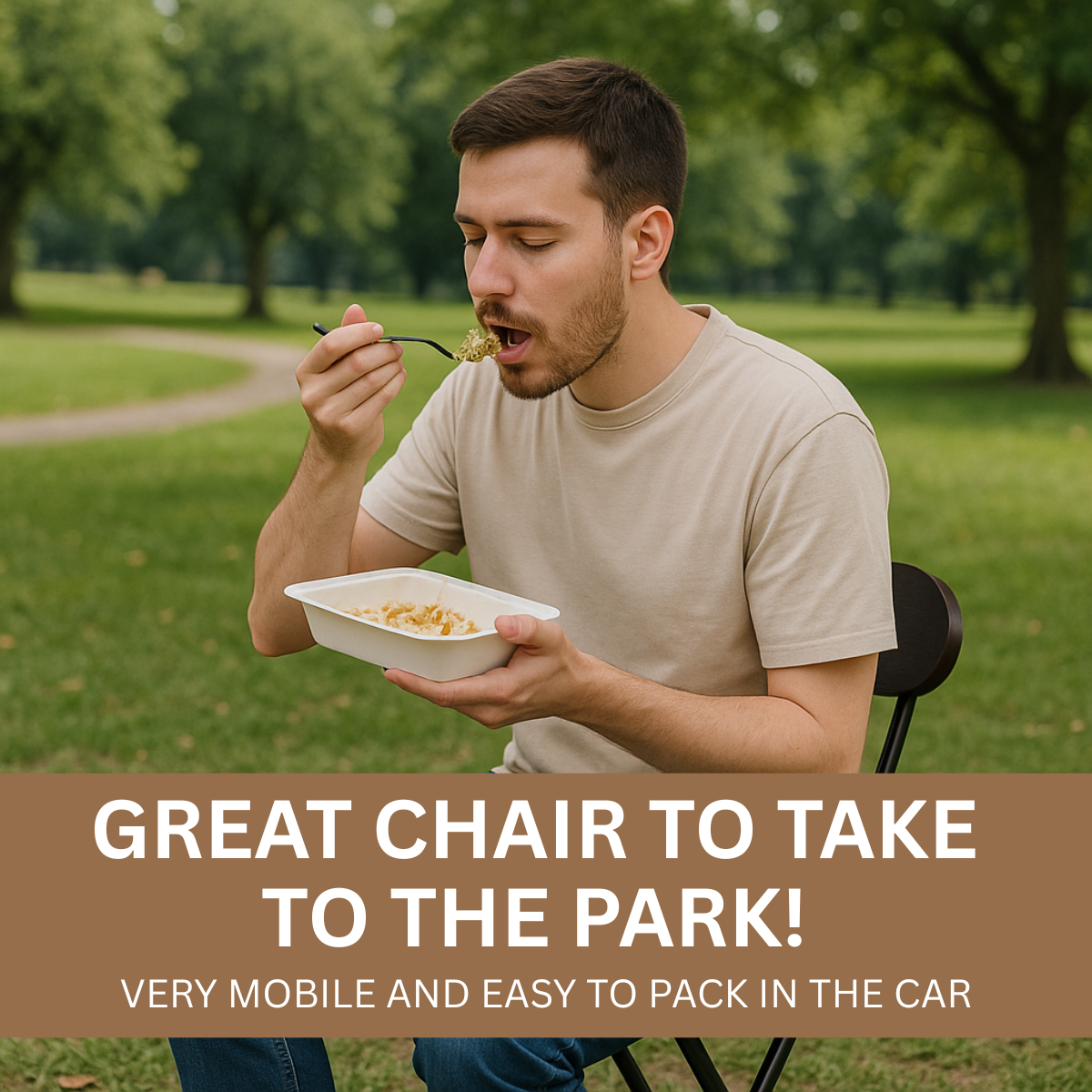 Portable Folding Chair with Wooden Backrest and Seat