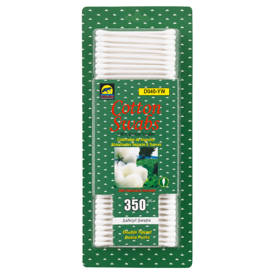 350-Count Double-Tipped Cotton Swabs with Easy-Open Dispenser Box, Soft Cotton Tips for Beauty, Personal Care, Crafts, Cleaning and Detail Work