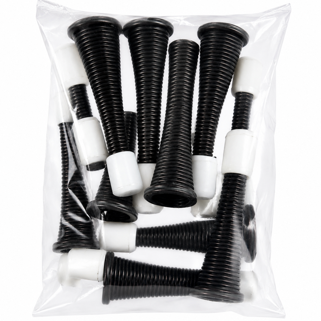10 Pack Spring Door Stops, 3 Inch Oil Rubbed Bronze Door Stopper with White Rubber Tip, Wall Protector Door Bumper, Heavy Duty Metal Door Stop for Home, Office & Commercial Use