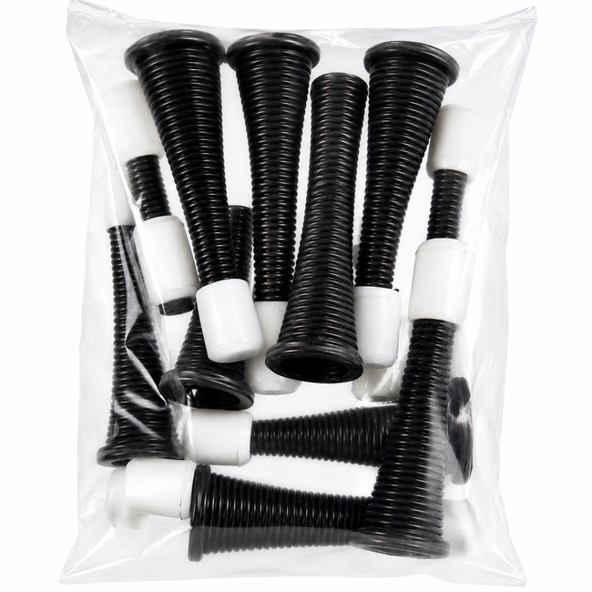 10 Pack Spring Door Stops, 3 Inch Oil Rubbed Bronze Door Stopper with White Rubber Tip, Wall Protector Door Bumper, Heavy Duty Metal Door Stop for Home, Office & Commercial Use