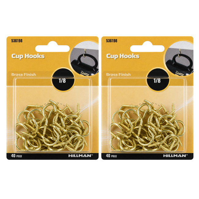 2 Pack 7/8 Inch, 40 Piece Pack, Screw-In Metal Hooks for Mugs, Cups, Kitchen, Wood, Drywall, Plaster, Home Organization & DIY Hanging Projects