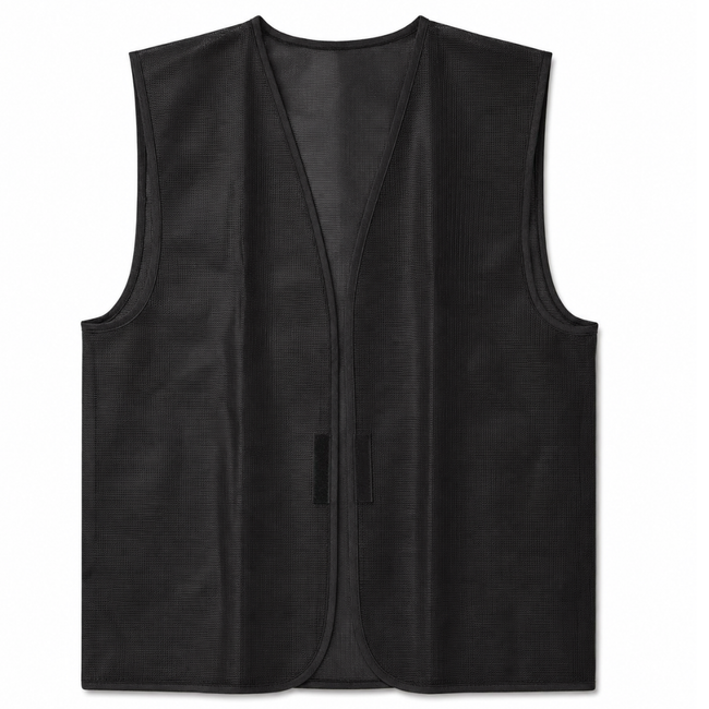 Black Mesh Safety Vest, Non-Reflective Customizable Adult Large Identification Vest, 26 Inch Length, Fits Up to 47 Inch Waist, Hook-and-Loop Closure