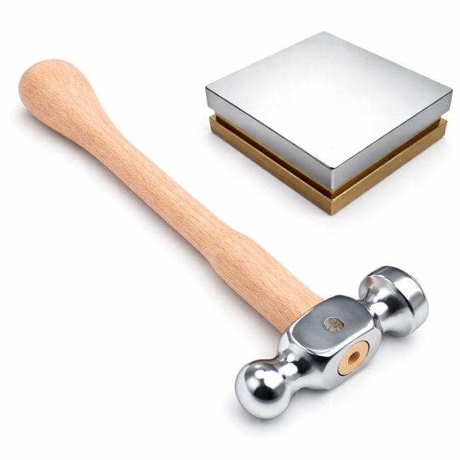 Steel Bench Block & 10″ Chasing Hammer Combo – Heavy-Duty Bench Block with Forged Chasing Hammer | Metalworking, Jewelry, Fabrication & Workshop Tool Set