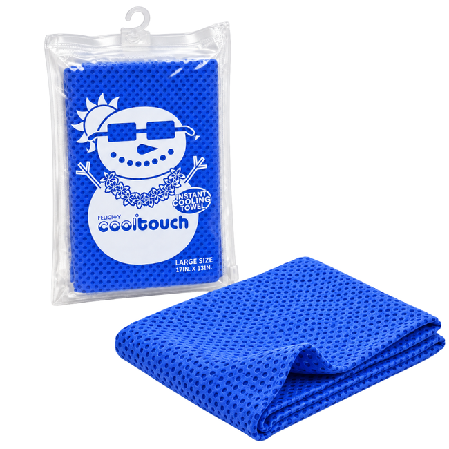 Cool Touch Instant Cooling Towels, Reusable Blue Sports Towels with Zipper Storage Pouches, 17 x 13 Inches, Pack of 2 – LE-47358-Z02