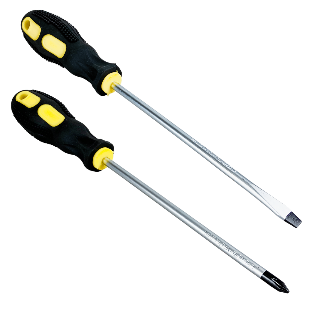 2 Pc. Screwdrivers | Slotted & Phillips | Chrome Vadium Steel Blade, TPR Handle | Magnetic