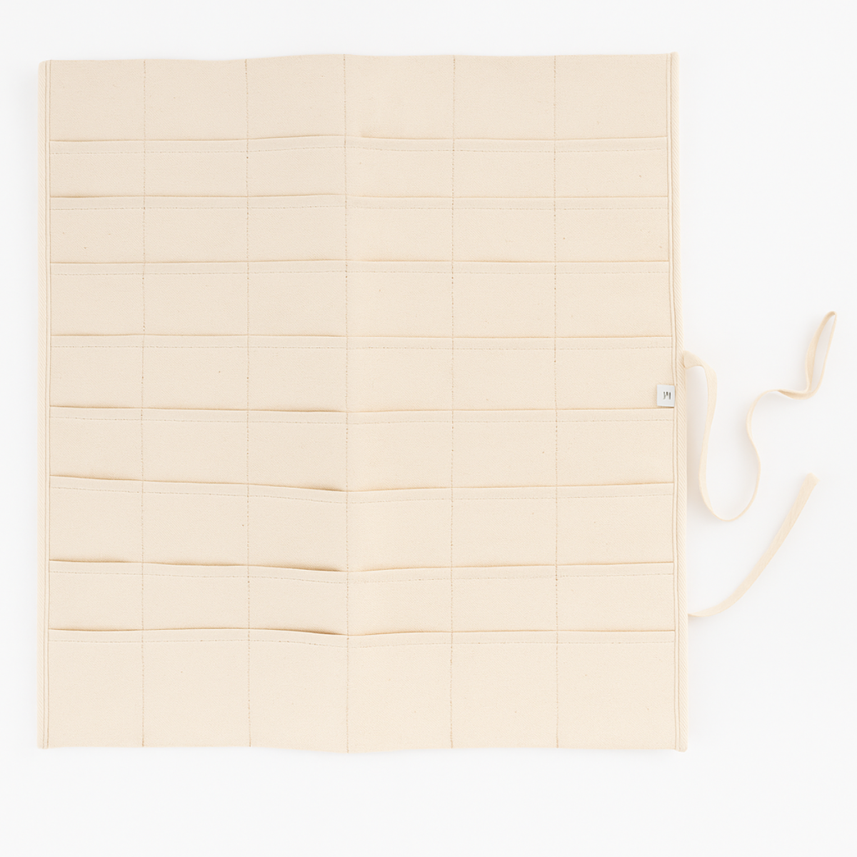 Canvas Roll Up Tool Bag – 18” x 18” – 48-Pocket Organizer for Paint Brushes, Pens, Tweezers & Craft Tools – 9-Tier Multi-Pocket Design, Durable 10 oz Cotton Canvas, Natural Color