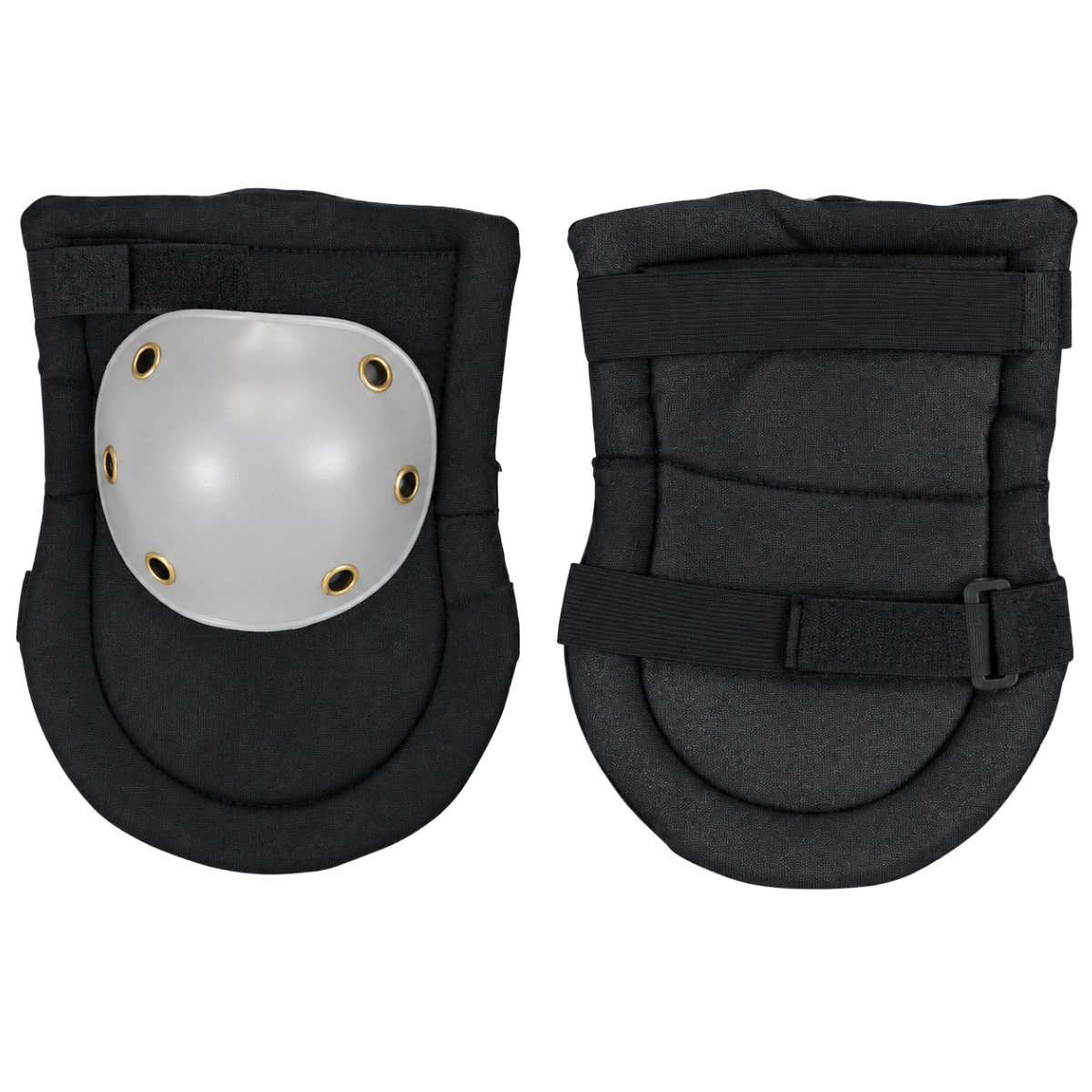 Heavy-Duty Plastic Cap Knee Pads, Padded Pair with Adjustable Straps, One Size, Black and Gray, 10 x 7 Inches – KP5