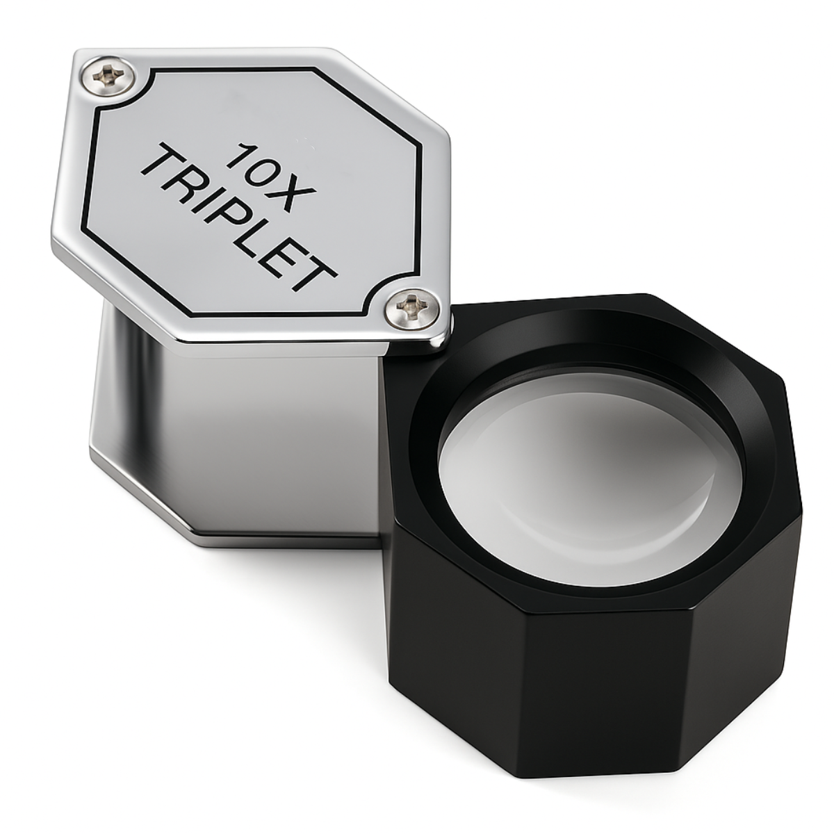 Hexagonal Frame Triple Glass Lens Jeweler's Loupe - 10X Power  - MG-02410