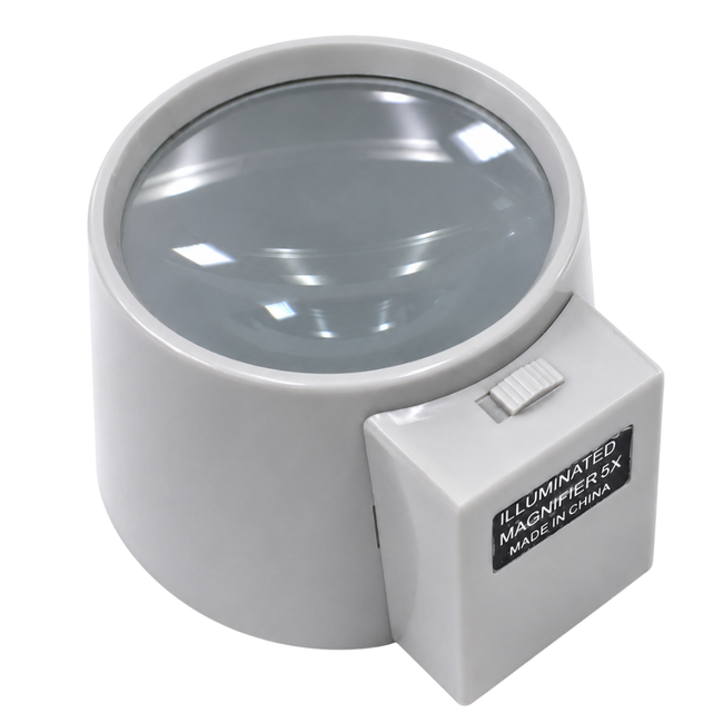 Illuminated Dome Style Magnifier 2.25X Power, 3.5 Inch Lens, Battery Operated Lighted Magnifying Glass for Stamps, Coins, Lab Work & Collectors
