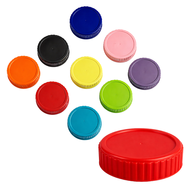 Plastic Mason Jar Lids Wide Mouth – 3 Inch Reusable Screw-On Jar Lids with Labels, BPA Free Dishwasher Safe – Multicolor 27 Pack
