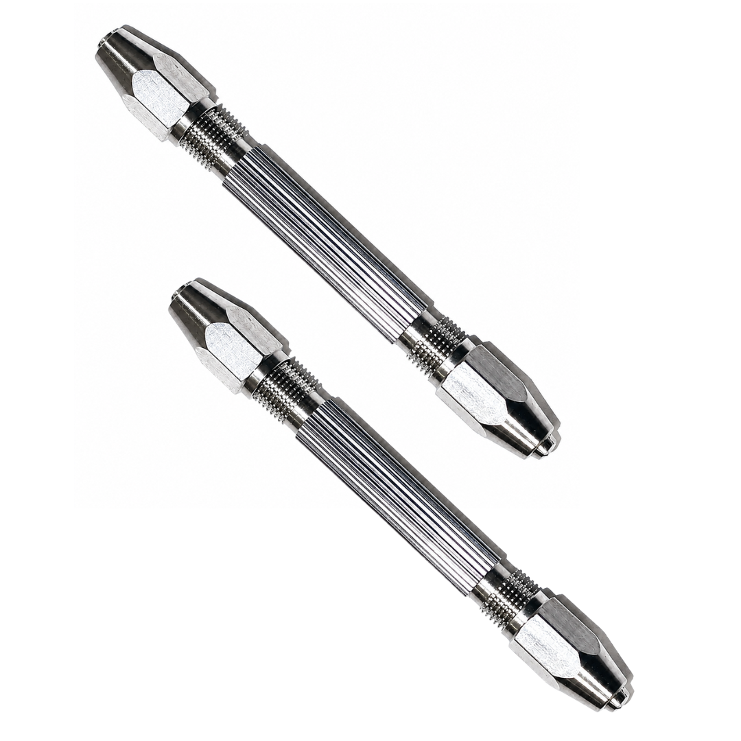 Double Ended Pin Vise Set, 0.5mm to 3mm Mini Hand Drill Holder, Stainless Steel Precision Manual Drill Chuck with Textured Grip, Hex Ends, Jewelry Making, Hobby, Craft, Model Work, Pack of 2